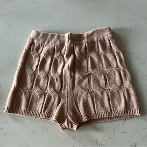 High Waist Women's Knit Shorts in Pink Size M